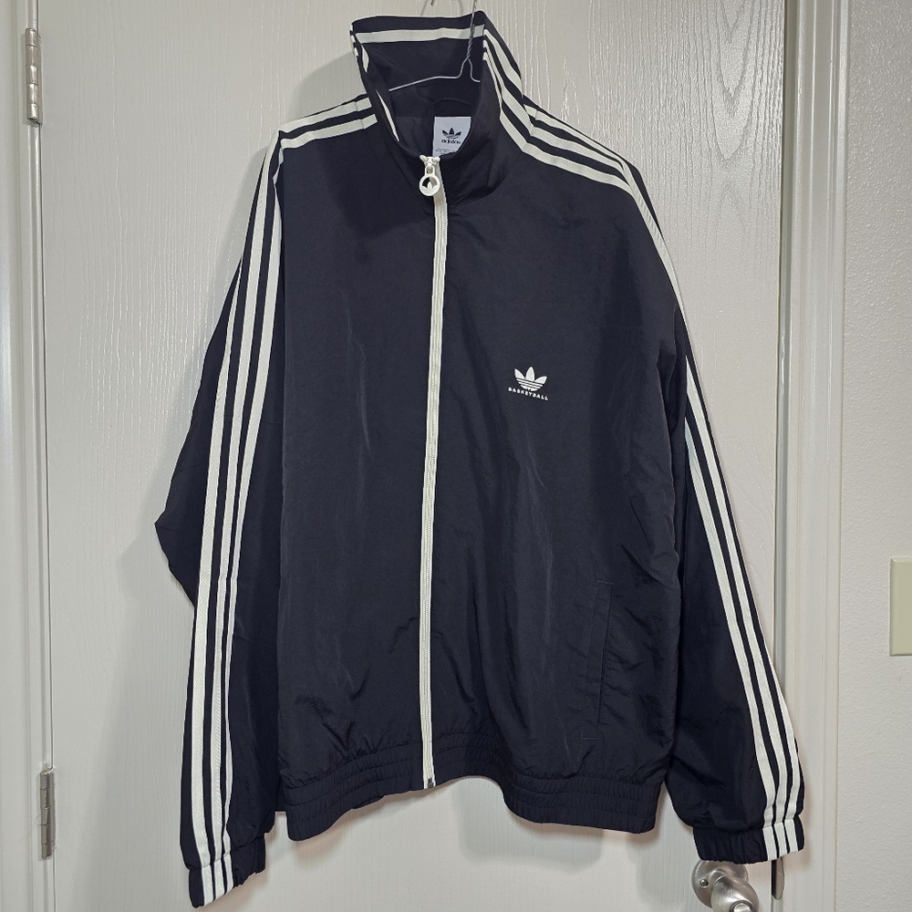 adidas Originals‎ Basketball Shell Track Jacket JD5197 – Black / Ivory  Sz L New
